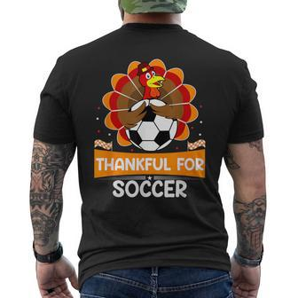 Thankful For Soccer Turkey Happy Thanksgiving Soccer Men's T-shirt Back Print | Mazezy