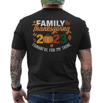 Thankful For My Tribe Thanksgiving Family Men's T-shirt Back Print | Mazezy