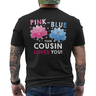 Thanksgiving Baby Shower Gender Reveal For Cousin Mens Back Print T-shirt | Mazezy