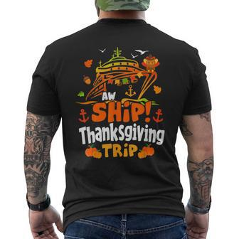 Thanksgiving Cruise Ship Aw Ship It's A Thankful Trip Turkey Men's T-shirt Back Print - Seseable