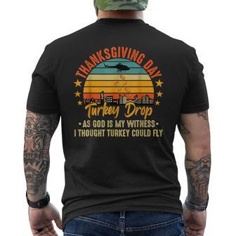Thanksgiving Day Turkey Drop Vintage Retro Men's T-shirt Back Print - Monsterry AU