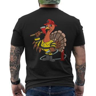Thanksgiving Firefighter Turkey - Proud Fireman Gift Mens Back Print T-shirt | Mazezy