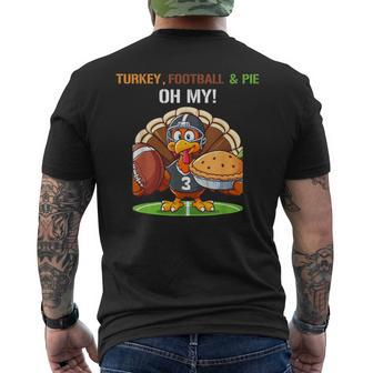 Thanksgiving Turkey Football And Pie Print Men's T-shirt Back Print | Mazezy