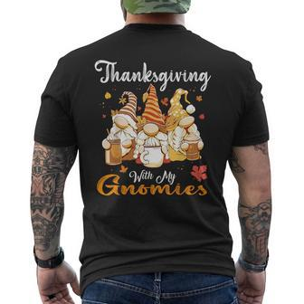 Thanksgiving With My Gnomies Autumn Gnomes Lover Men's T-shirt Back Print - Seseable