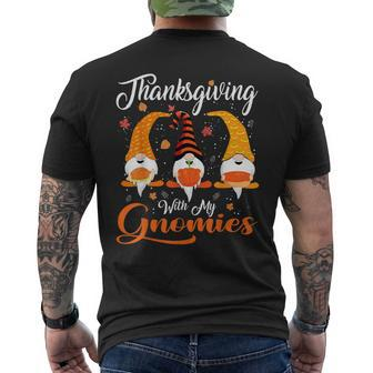 Thanksgiving With My Gnomies Autumn Gnomes Lover Men's T-shirt Back Print - Monsterry AU