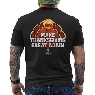 Make Thanksgiving Great Again Trump Turkey 2024 Men's T-shirt Back Print | Mazezy