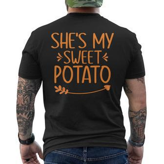 Thanksgiving Matching Couples Outfit Sweet Potato Yes I Yam Men's T-shirt Back Print - Seseable