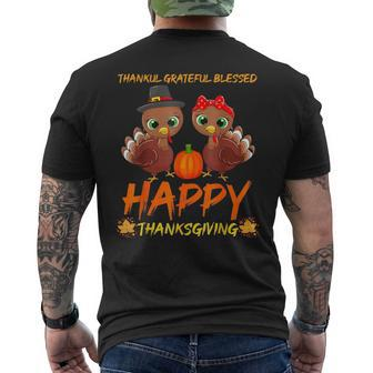 Thanksgiving Thanksgiving Thankful Grateful Blessed Happy Men's T-shirt Back Print