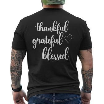 Thanksgiving Thankful Grateful Blessed Thankful Men's T-shirt Back Print - Thegiftio UK