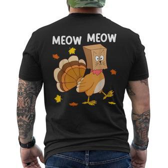 Thanksgiving Turkey Cat Meow Thanksgiving Men's T-shirt Back Print | Mazezy