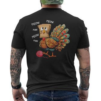 Thanksgiving Turkey Meow I'm A Cat Thanksgiving Men's T-shirt Back Print | Seseable UK