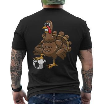 Thanksgiving Turkey Soccer Football Player Ball Men's T-shirt Back Print | Mazezy