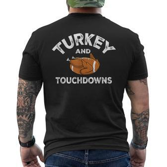 Thanksgiving Turkey And Touchdowns Football Men's T-shirt Back Print - Monsterry DE