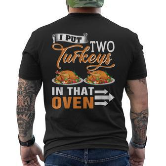 Thanksgiving Two Turkeys In The Oven Twin Pregnancy Mens Back Print T-shirt | Mazezy
