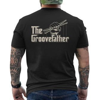 The Groovefather Vintage Drums Drumming - Band Drummer Mens Back Print T-shirt - Thegiftio UK