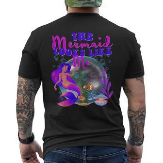 The Mermaid Looks Like Me Black Girl Mens Back Print T-shirt | Mazezy