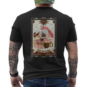 The Reader Tarot Card Witch Vibes Reading Bookworm Bookish Mens Back Print T-shirt - Seseable