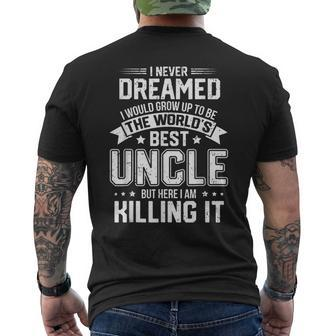 The Worlds Best Uncle - Funny Uncle Mens Back Print T-shirt | Mazezy