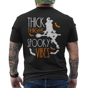 Thick Thighs Spooky Vibes Pretty Eyes Witch Halloween Party Men's T-shirt Back Print - Monsterry AU