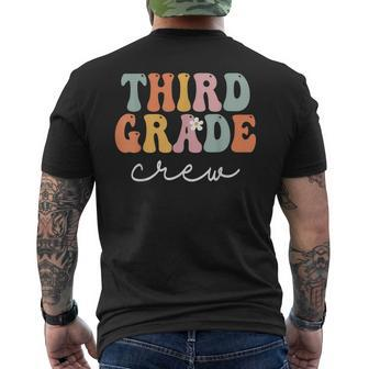 Third Grade Crew Retro Groovy Vintage First Day Of School Mens Back Print T-shirt | Mazezy
