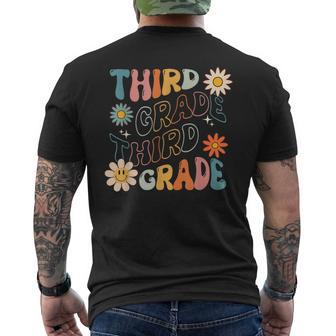 Third Grade Groovy Back To School Team Teacher Student Mens Back Print T-shirt | Mazezy