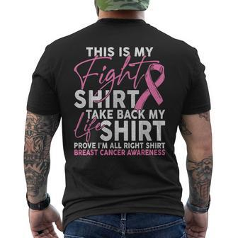 This Is My Fight Breast Cancer Fighter Pink Boxing Glove Mens Back Print T-shirt | Mazezy