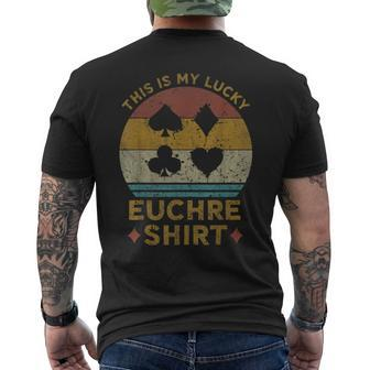 This Is My Lucky Euchre Vintage Euchre Card Game Mens Back Print T-shirt | Mazezy