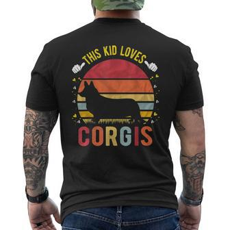 This Kid Loves Corgis Boys And Girls Corgi Gift Mens Back Print T-shirt | Mazezy