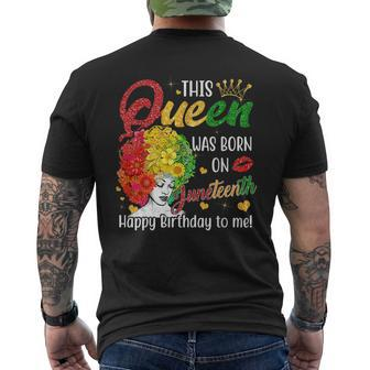 This Queen Was Born On Junenth Happy Birthday To Me Black Mens Back Print T-shirt - Seseable