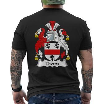 Thorne Coat Of Arms Family Crest Men's T-shirt Back Print | Mazezy