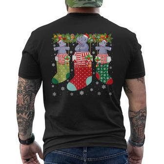 Three Hippo In Socks Ugly Christmas Sweater Party Men's T-shirt Back Print - Monsterry UK