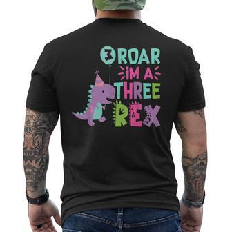 Three Rex 3Rd Birthday Dinosaur For Girl Saurus Rex Dinosaur Dinosaur Funny Gifts Mens Back Print T-shirt | Mazezy