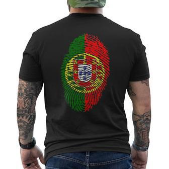 Thumbprint Fingerprint Portugal Portuguese Identify Flag Mens Back Print T-shirt | Mazezy