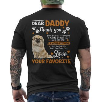 Tibetan Spaniel Dog Dear Daddy Thank You For Being My Daddy Mens Back Print T-shirt - Monsterry