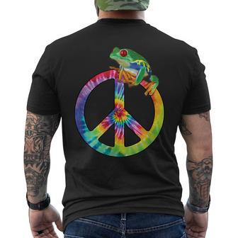 Tie-Dye Peace Sign Tree Frog Cute Colorful Men's T-shirt Back Print | Mazezy