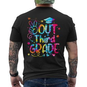 Tie Dye Peace Out Third Grade Last Day Of School 3Rd Grade Men's Back Print T-shirt | Mazezy