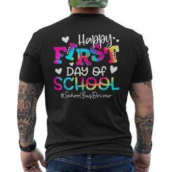 Tie Dye School Bus Driver Happy First Day Of School Funny Driver Funny Gifts Mens Back Print T-shirt | Mazezy