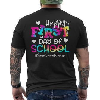 Tie Dye School Social Worker Happy First Day Of School Men's T-shirt Back Print - Seseable
