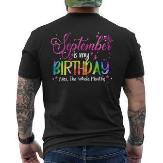 Tie Dye September Is My Birthday Yes The Whole Month Men's T-shirt Back Print - Seseable