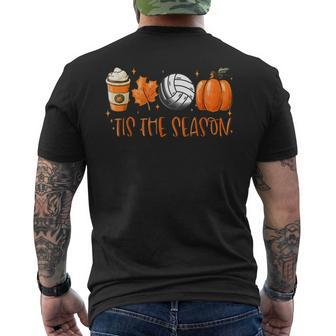 Tis The Season Pumpkin Leaf Latte Fall Volleyball Men's T-shirt Back Print - Monsterry DE