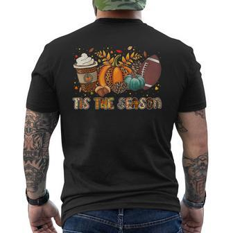 Tis The Season Pumpkin Spice Football Halloween Thanksgiving Halloween Men's T-shirt Back Print | Mazezy