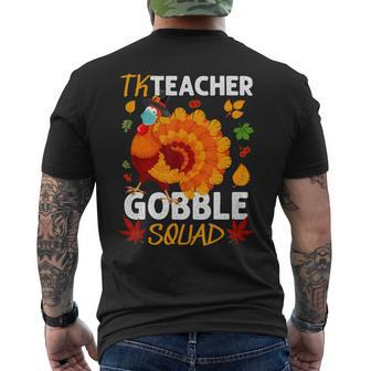 Tk Teacher Gobble Squad Turkey Face Mask Mens Back Print T-shirt - Monsterry