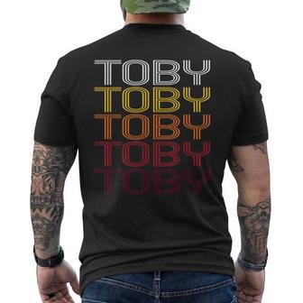 Toby Retro Wordmark Pattern Vintage Style Men's T-shirt Back Print | Mazezy