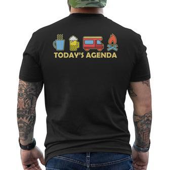 Today's Agenda Camping Lover Tent Bbq Travelling Picnicking Men's T-shirt Back Print | Mazezy