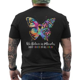 Together Believe In Miracles Fight Cancer In All Color Men's T-shirt Back Print - Seseable