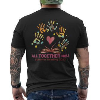 All Together Now Summer Reading 2023 Handprints And Hearts Men's Back Print T-shirt | Mazezy