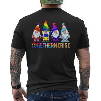 Together We Rise Funny Gnome Lgbtq Equality Ally Pride Month Mens Back Print T-shirt | Mazezy