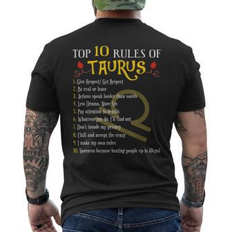 Top 10 Rules Of Taurus Zodiac Birthday Men's T-shirt Back Print | Mazezy AU