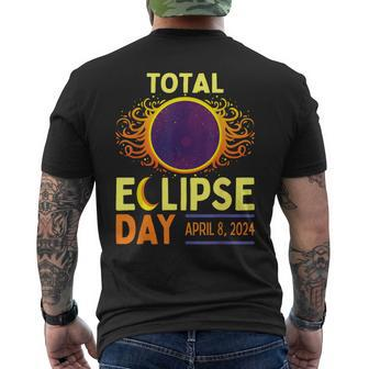 Total Solar Eclipse Day April 8 2024 Retro Sun Eclipse Men's T-shirt Back Print