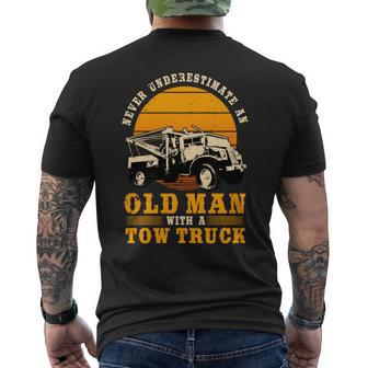 Tow Truck Driver Gifts Never Underestimate An Old Man Mens Back Print T-shirt - Seseable